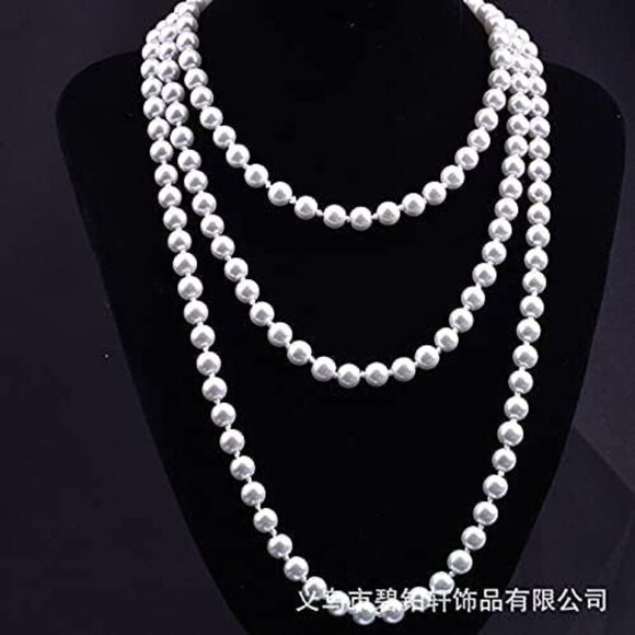 YALLNASL Faux Pearl Necklaces for Women Long Pearl Necklace Costume Jewelry - Picture 7 of 7